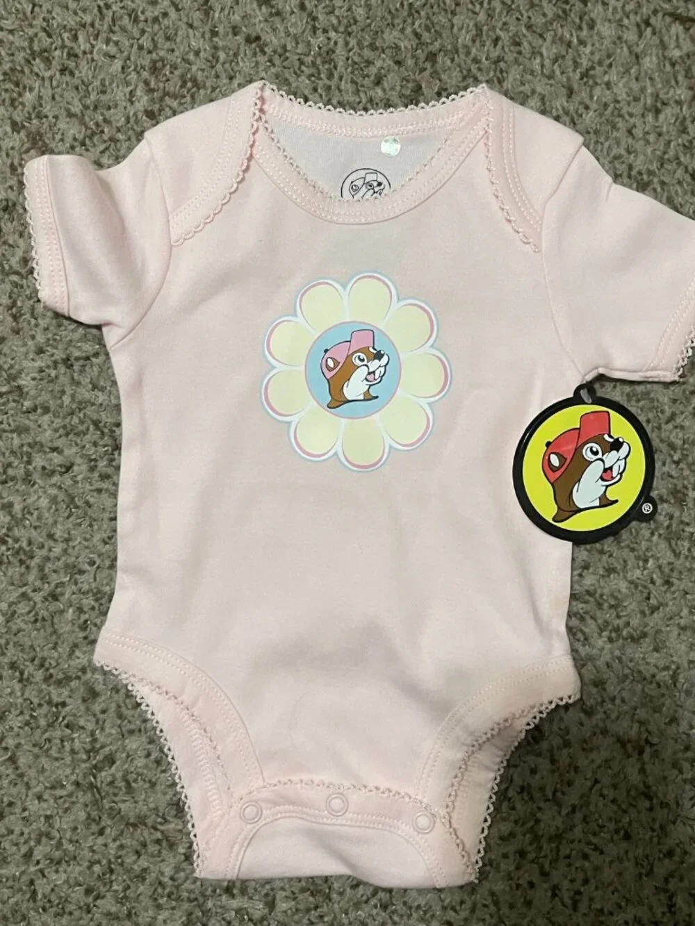 Buc-ee’s Baby Girl Size 6 Months Pink Bodysuit New